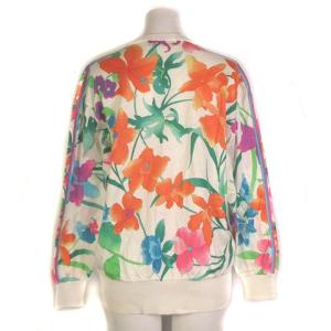 LEONARD FASHION カーディガン ニット 長袖 総柄 金ボタン コットン アイボリー M