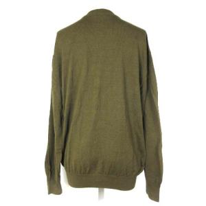 Salvatore Ferragamo カーディガン 長袖 異素材 切替 総柄 金釦 シルク コットン カーキ L