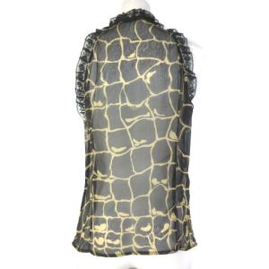 VALENTINO GARAVANI ブラウス シルク 総柄 シースルー レース 44 ブラック