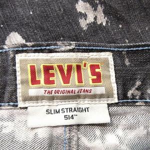 Levi's 514 slim straight デニムパンツ ペイント カモメステッチ W38 L32 グレー