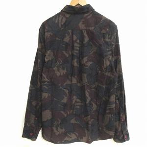 STUSSY シャツ カジュアル 長袖 迷彩柄 カモフラ 起毛 緑系 グリーン系 M SMV