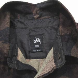 STUSSY シャツ カジュアル 長袖 迷彩柄 カモフラ 起毛 緑系 グリーン系 M SMV