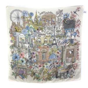 スカーフ シルク フラワー アニマル エッフェル塔 大判 マルチカラー