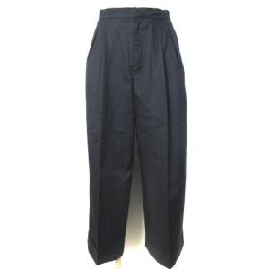 タック ワイドパンツ スラックス ロールアップ 36 ネイビー