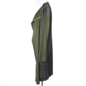PLEATS PLEASE ISSEY MIYAKE イッセイミヤケ プリーツ ロングカーディガン ダブルフェイス カーキ ネイビー 3