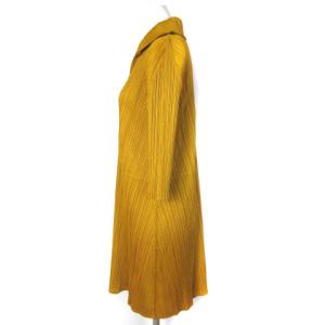 PLEATS PLEASE ISSEY MIYAKE イッセイミヤケ チュニック ワンピース カラー 衿付 ひざ丈 7分袖 3 マスタード 