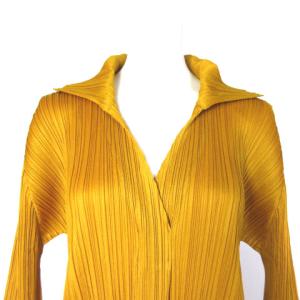 PLEATS PLEASE ISSEY MIYAKE イッセイミヤケ チュニック ワンピース カラー 衿付 ひざ丈 7分袖 3 マスタード 