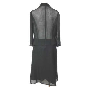 M'S GRACY フォーマル スカートスーツ セットアップ 透かし リネン混 ブラック 黒 40  ECR16