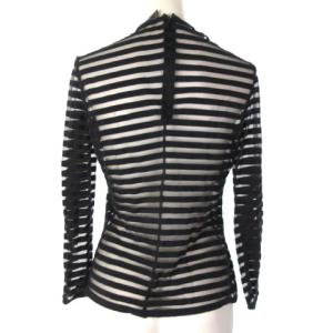 GIANNI VERSACE Tシャツ カットソー ボーダー シースルー イタリア製 長袖 ブラック