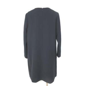 ENFOLD ボックス ワンピース 長袖 とろみ ひざ丈 ネイビー 36 3008S133-0100