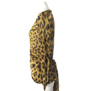 DOLCE&GABBANA カーディガン レオパード ヒョウ柄 シースルー 長袖 ウエストマーク ブラウン 茶 40 ECR16