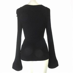 EPOCA カーディガン ジャケット ニット 長袖 ラグラン ゲージ切替 花モチーフ ビジュー ブラック 40