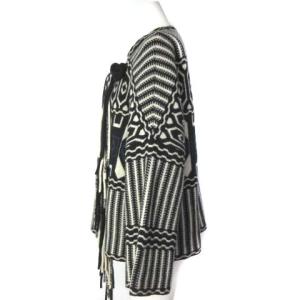 Chloe ニットカーディガン ウール カシミヤ フリンジ エスニック柄 ブラック アイボリー