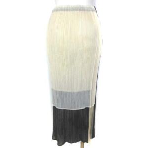 ISSEY MIYAKE WHITE LABEL ロングスカート レイヤード 2 ブラウン アイボリー