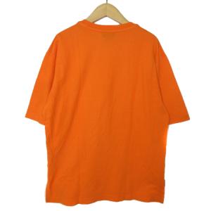 HERMES Hロゴ刺繍 Tシャツ カットソー 半袖 鹿の子 ワンポイント コットン オレンジ S