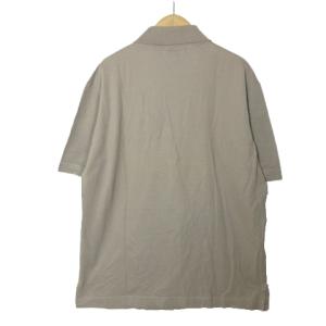 HERMES ポロシャツ Hロゴ刺繍 鹿の子 ワンポイント 半袖 L グレージュ