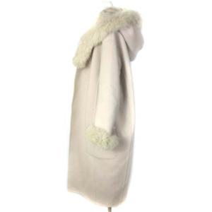 Diagram ショールカラー フーデッド ラビットファー フォックスファー ウール ロングコート ベージュ 36