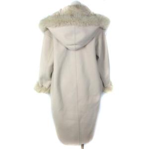 Diagram ショールカラー フーデッド ラビットファー フォックスファー ウール ロングコート ベージュ 36