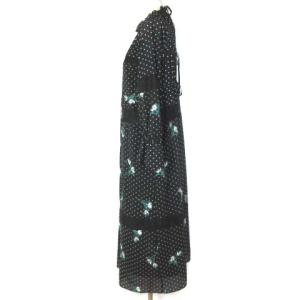 Diagram GRACE CONTINENTAL 21SS ロングワンピース シフォン レース エンブロイダリー 花柄刺繍 ドット柄 36 ブラック