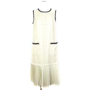 22SS プリーツ切替ケミカルドレス シフォン プリーツ ドッキング ワンピース