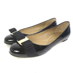 VARA JELLY ヴァラ リボン パンプス パテント フラット  ブラック