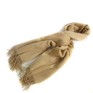 BARNEYS NEW YORK マフラー ストール 大判 フリンジ ロゴ 刺繍 ベージュ