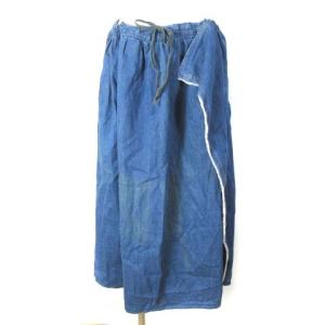 K1503SK219 デニム 耳ひき ロングスカート イージー ボリューム カットオフ インディゴ