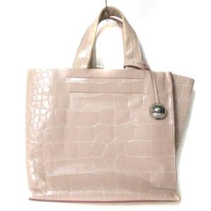 ハンドバッグ トートバッグ クロコダイル型押し レザー ピンクベージュ AA