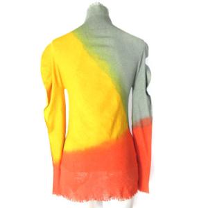 ISSEY MIYAKE グラデーション ニットソー カットソー ハイネック フリンジ 2 オレンジ イエロー カーキ