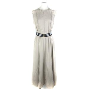タグ付き 21SS ベルテッドジャージワンピース ノースリーブ マキシ ベルト コットン ベージュ 36 S位