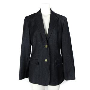 デニム テーラード ジャケット 総裏 2B 裏ロゴ総柄 ウール コットン混 インディゴブルー 青系 9 M位