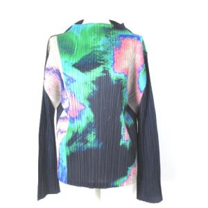 16AW プリーツ カットソー ブラウス タイダイ グラデーション 紺