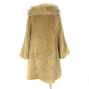 Grace Class 毛皮コート ノーカラー ラクーンファー アルパカ ウール混 ブラウン 36