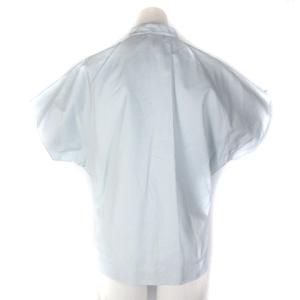 Theory 近年 シャツ ブラウス バンドカラー フレンチスリーブ コットン サックスブルー 青系 S