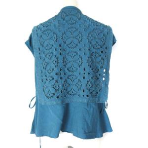 Diagram GRACE CONTINENTAL 21AW レイヤード 刺繍 シャツ ブラウス レース グリーン 36 0321341116