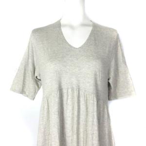 JURGEN LEHL ワンピース ロング コットン 半袖 Vネック フレア グレー M