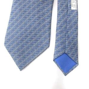 HERMES ネクタイ レギュラータイ 総柄 シルク 7936 MA ブルー 青 ビジネス