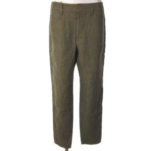 リネンパンツ 麻 テーパードパンツ カーキ M