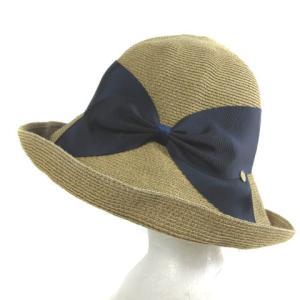 Athena New York Risako キャペリン帽 ペーパーハット リボン ブラウン ネイビー