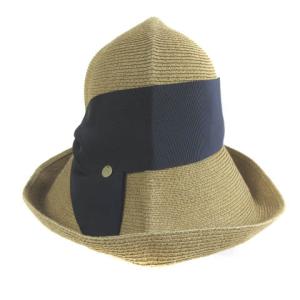 Athena New York Risako キャペリン帽 ペーパーハット リボン ブラウン ネイビー