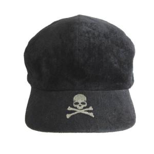 mastermind JAPAN キャスケット帽 キャップ 帽子 リネン スカル エンブロイダリー ブラック 黒 F IBO25