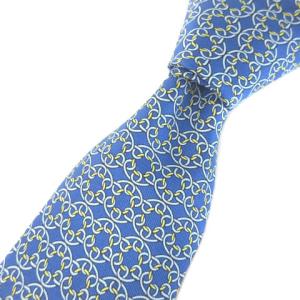 ネクタイ シルク100 小紋柄 総柄 7694 OA ブルー