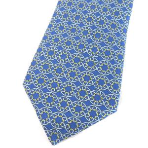 HERMES ネクタイ シルク100 小紋柄 総柄 7694 OA ブルー
