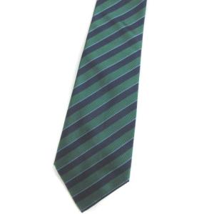 Salvatore Ferragamo ネクタイ シルク100 レジメンタル ストライプ グリーン ネイビー IBO25