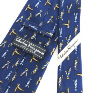 Salvatore Ferragamo ネクタイ シルク 100 ネクタイ柄 ネイビー