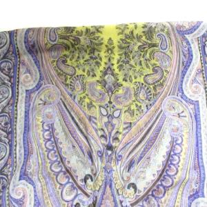 ETRO ストール カシミヤ100 ペイズリー柄 フリンジ パープル 紫 IBO25