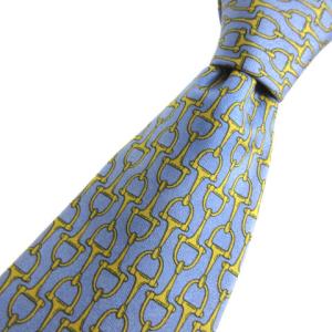 725FA ネクタイ シルク100％ ホースビット柄 グレー ゴールド IBO25