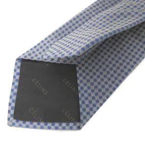 CELINE フィービー期 ネクタイ シルク100％ 総柄 ネイビー グレー IBO25