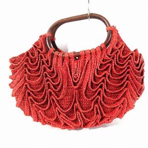 JAMIN PUECH かごバッグ ミニ 編み込み ウッドハンド 赤 レッド 鞄 カバン IBO25