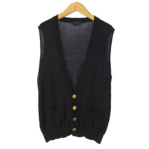 ニット ベスト 金釦 ウール100 ネイビー